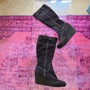 Cole Haan suede boots wedge